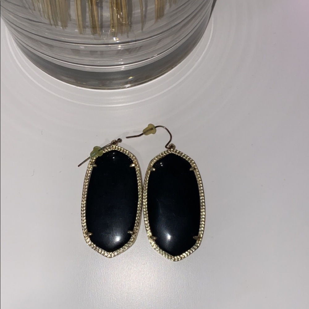 Kendra Scott Danielle Gold Drop Earrings in Black Opaque Glass
